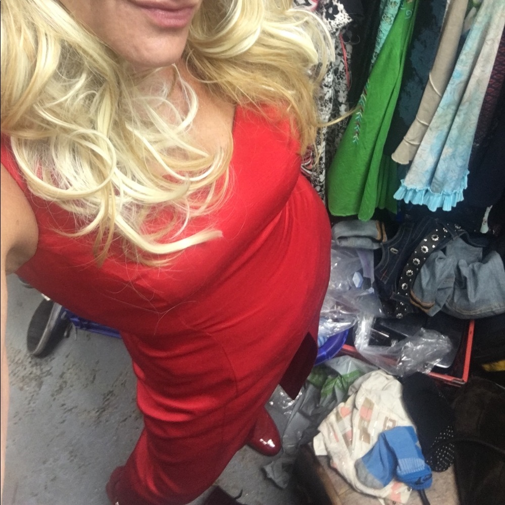 NATH’ELLE COUTURE RED LINEN DRESS SIZE 6-8 MINT